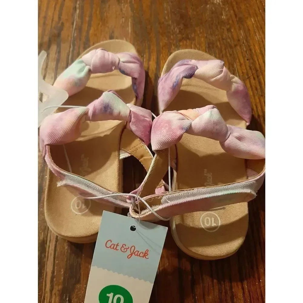 New Girls Size 10 Cat & Jack Cate Sandals Summer Shoes Hook and Loop NWT